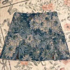 Floral Patterned Skirt - Blue and Green